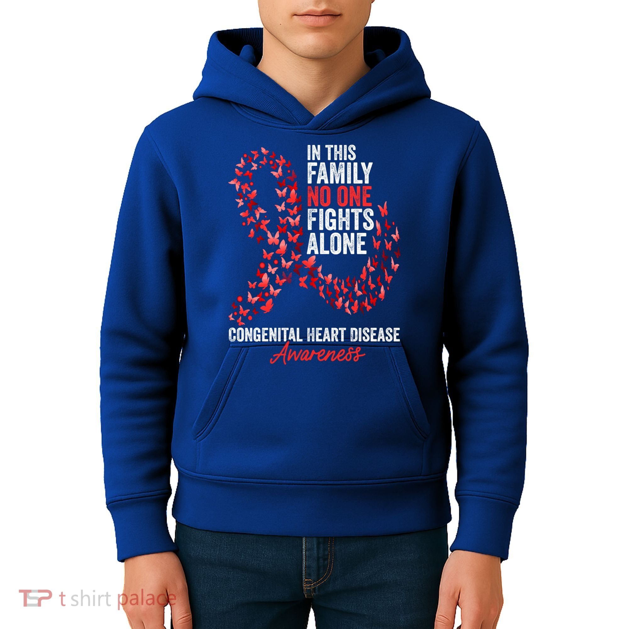 Congenital Heart Disease Awareness Month Red Ribbon Gift Kids Hoodie