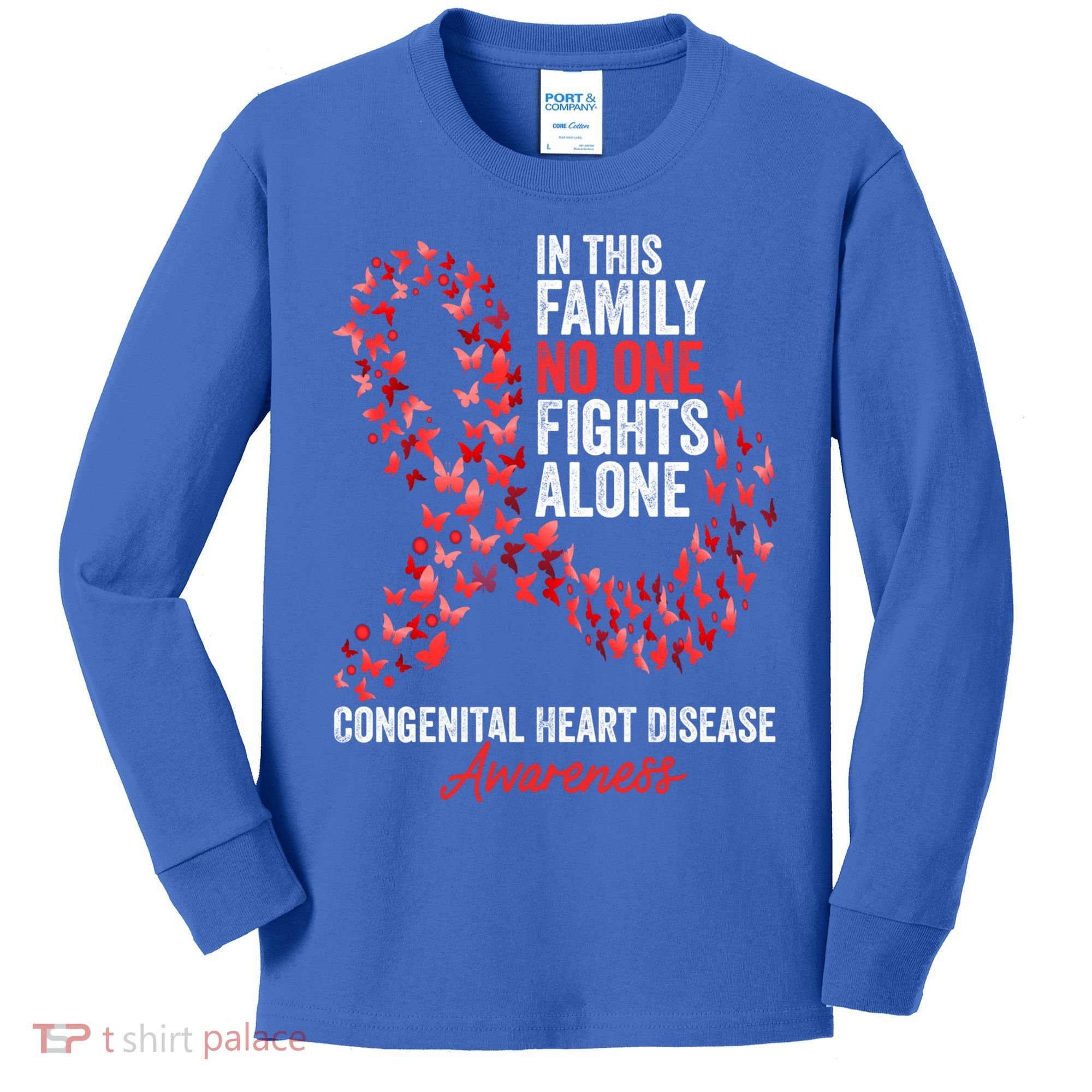 Congenital Heart Disease Awareness Month Red Ribbon Gift Kids Long Sleeve Shirt