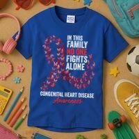 Congenital Heart Disease Awareness Month Red Ribbon Gift Kids T-Shirt thumb 3