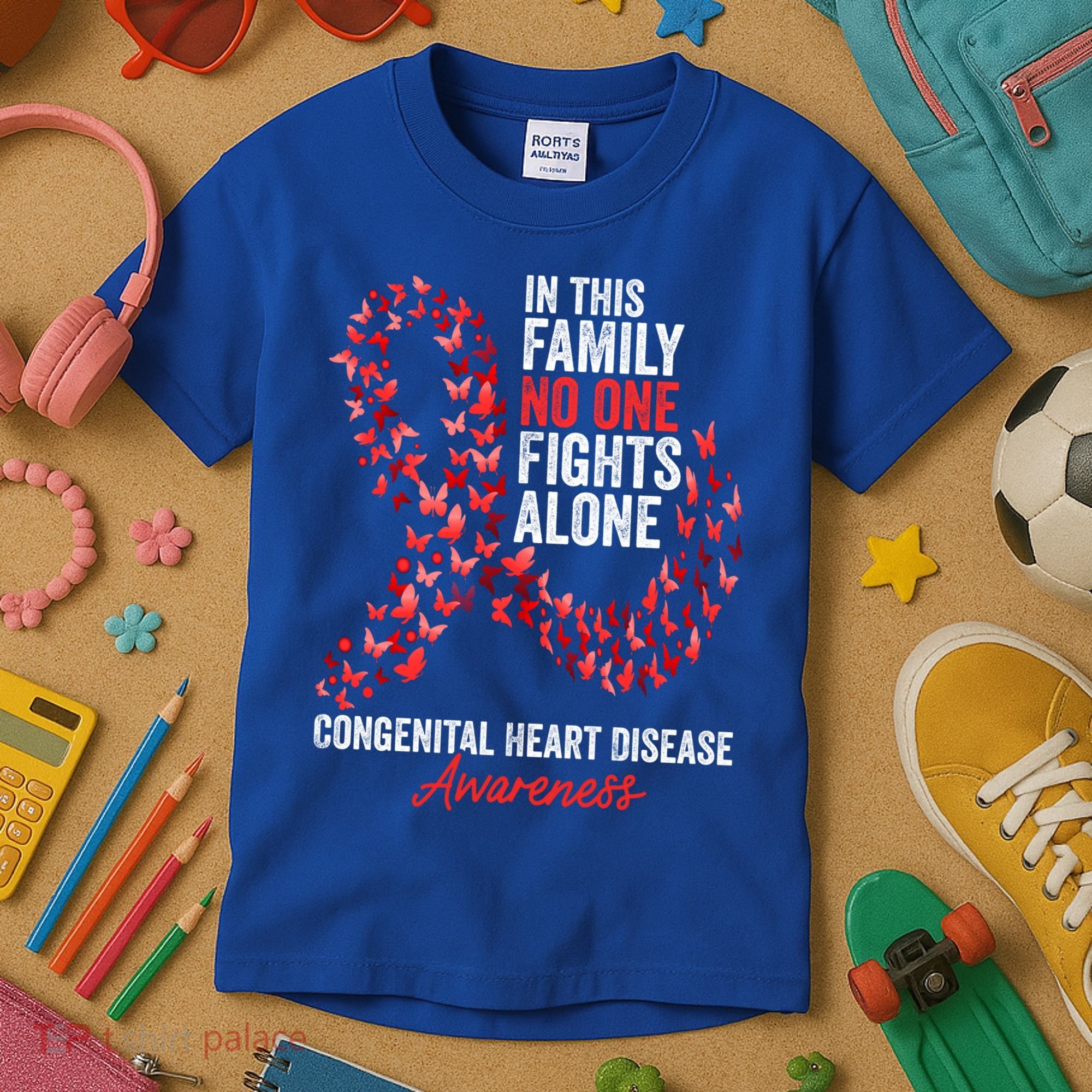 Congenital Heart Disease Awareness Month Red Ribbon Gift Kids T-Shirt