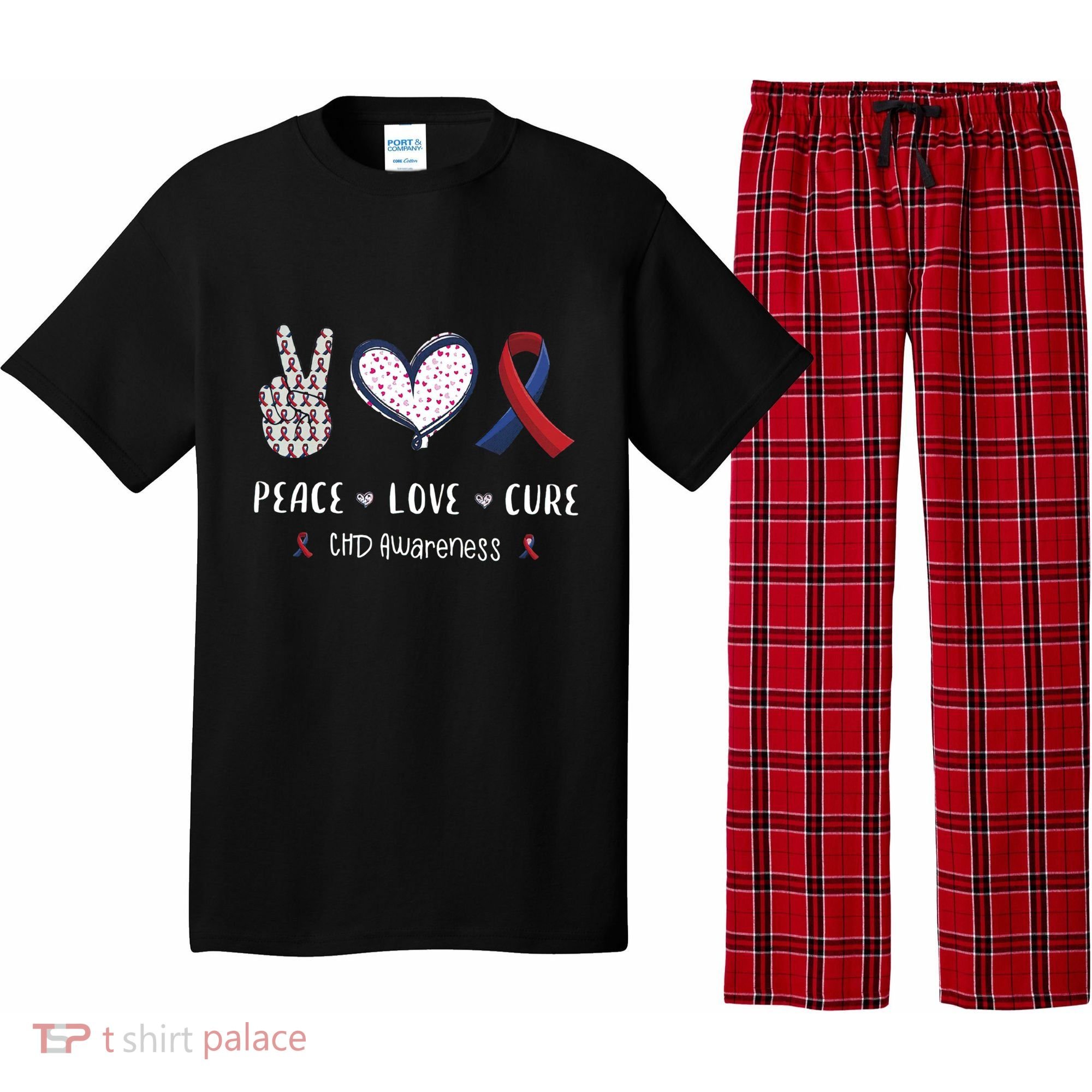 Coronary Heart Disease Ribbon Chd Awareness Month Gift Pajama Set
