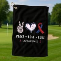 Coronary Heart Disease Ribbon Chd Awareness Month Gift Golf Towel thumb 1