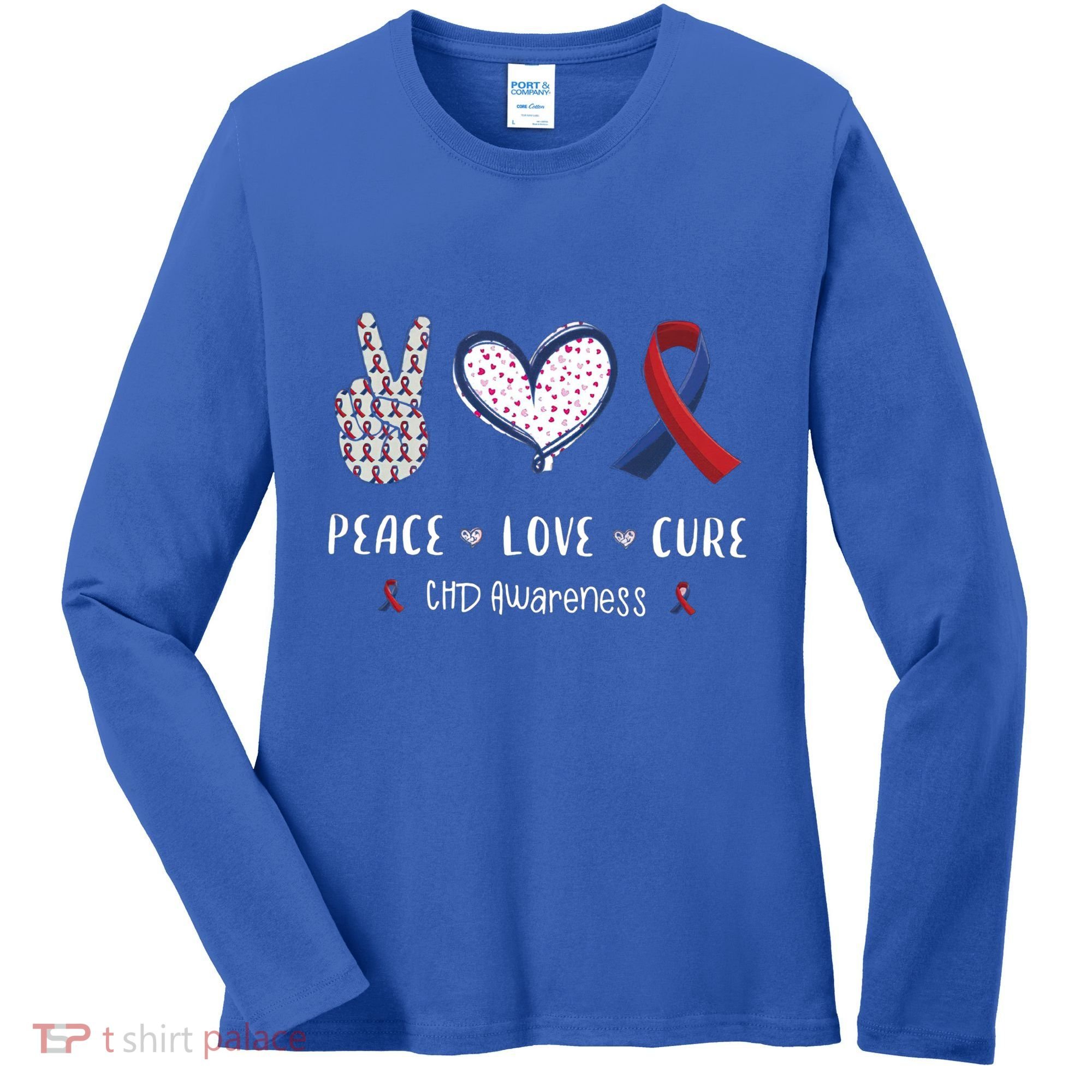 Coronary Heart Disease Ribbon Chd Awareness Month Gift Women's Long Sleeve Shirt