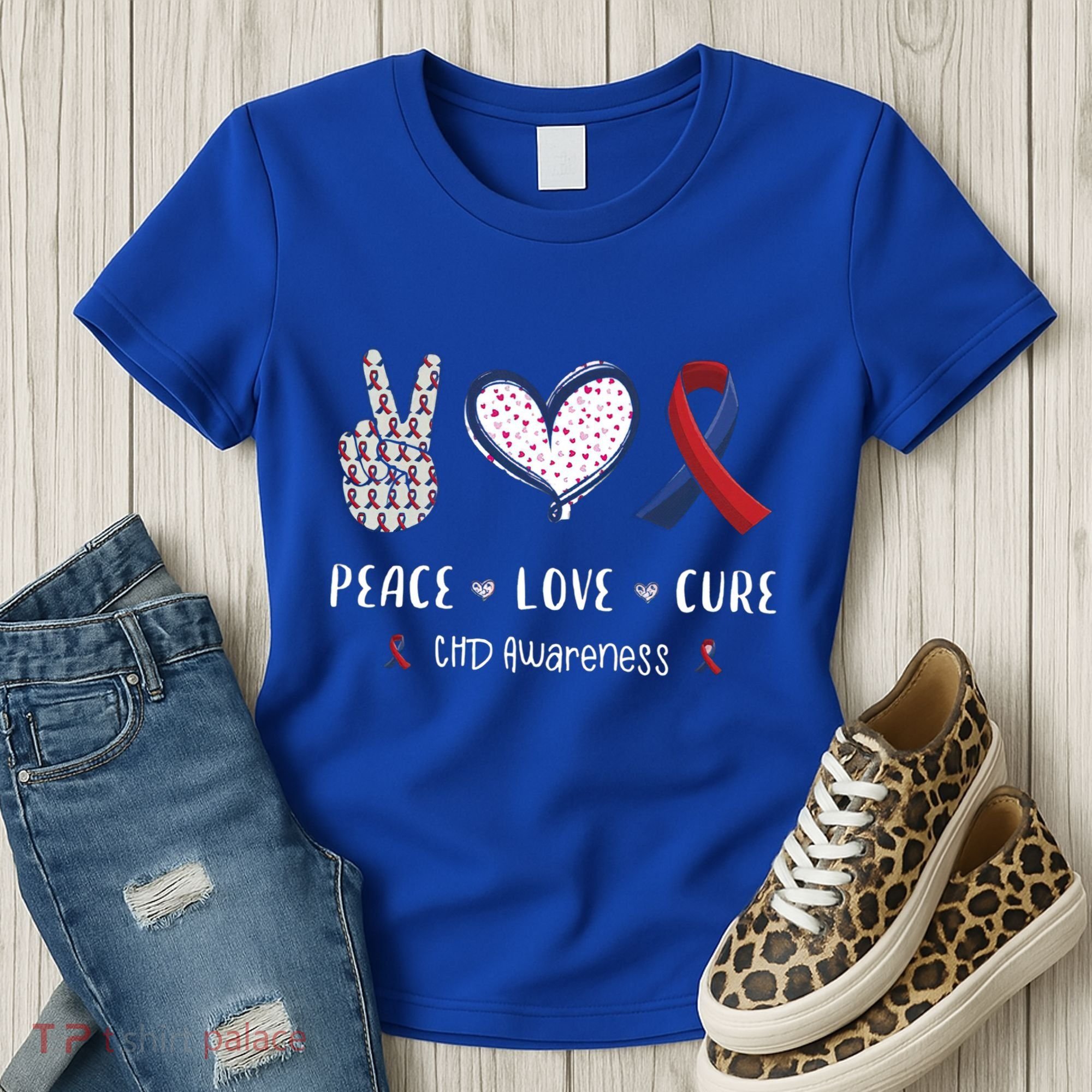 Coronary Heart Disease Ribbon Chd Awareness Month Gift Women's T-Shirt