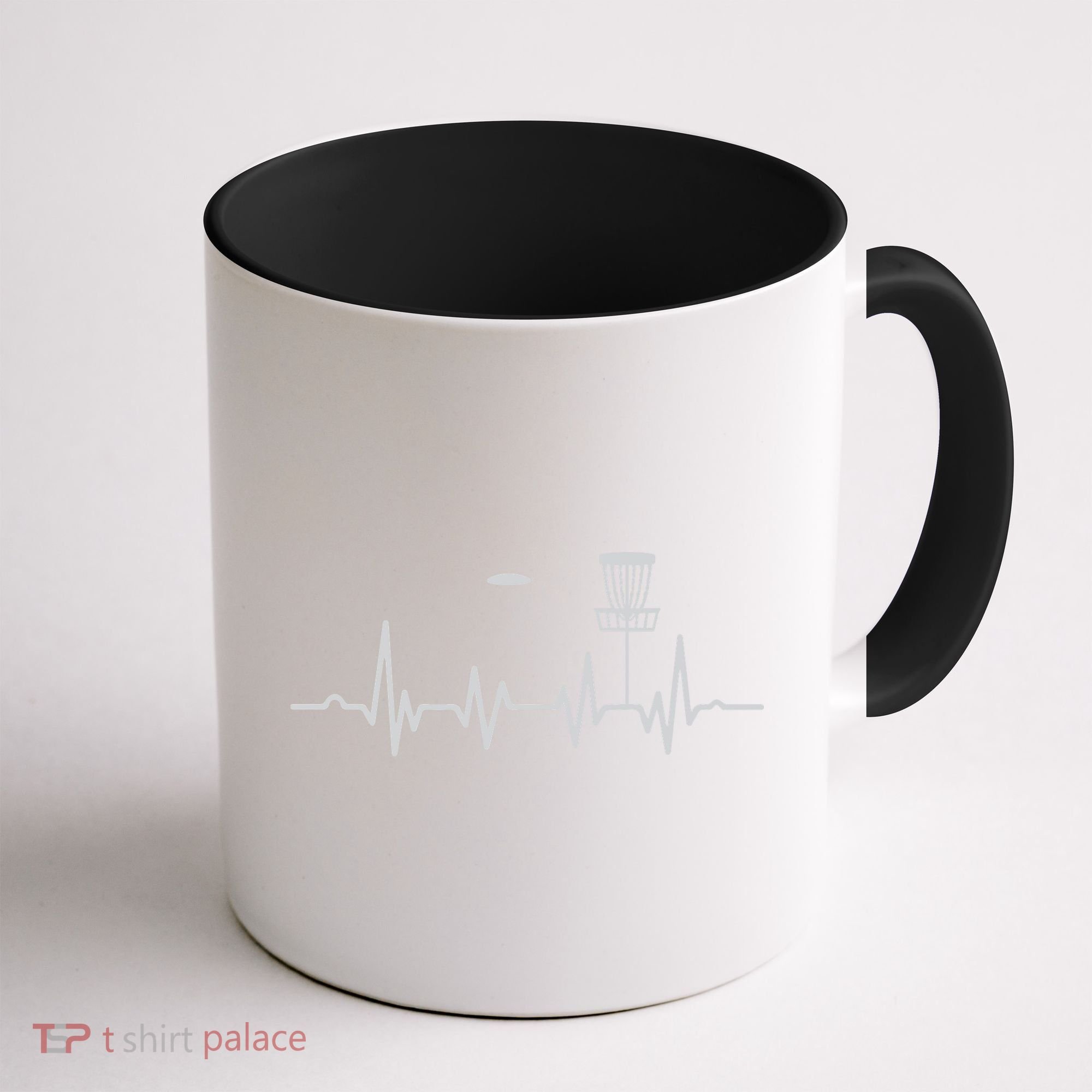 Cool Heartbeat Disc Golf Lovers With Flying Disc Golf Coffee Mug