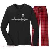 Cool Heartbeat Disc Golf Lovers With Flying Disc Golf Women's Long Sleeve Flannel Pajama Set  thumb 0