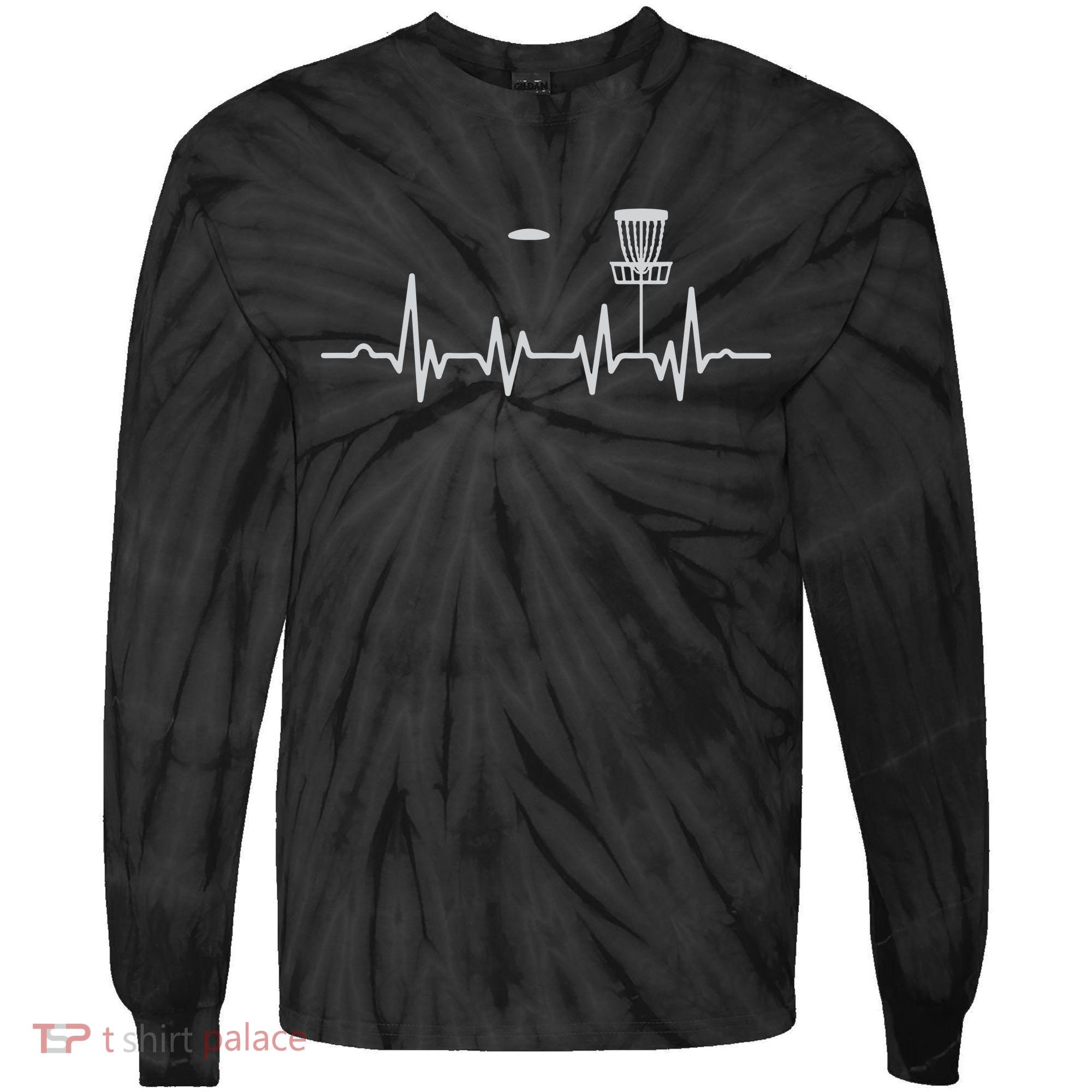 Cool Heartbeat Disc Golf Lovers With Flying Disc Golf Tie-Dye Long Sleeve Shirt