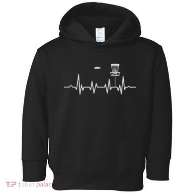 Cool Heartbeat Disc Golf Lovers With Flying Disc Golf Toddler Hoodie