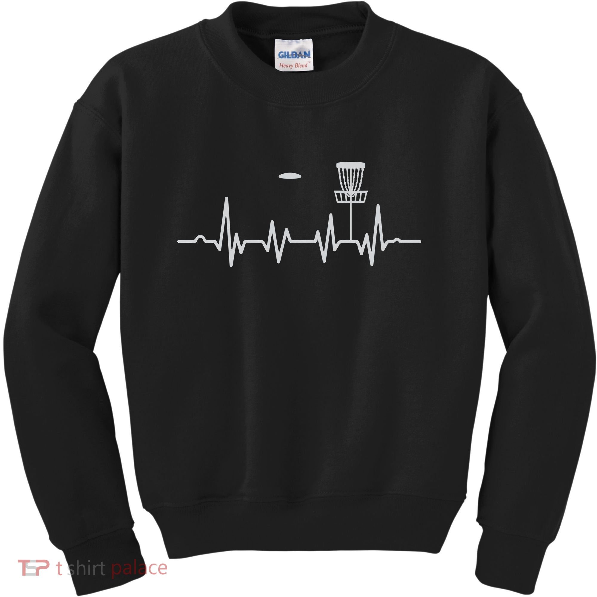 Cool Heartbeat Disc Golf Lovers With Flying Disc Golf Kids Sweatshirt