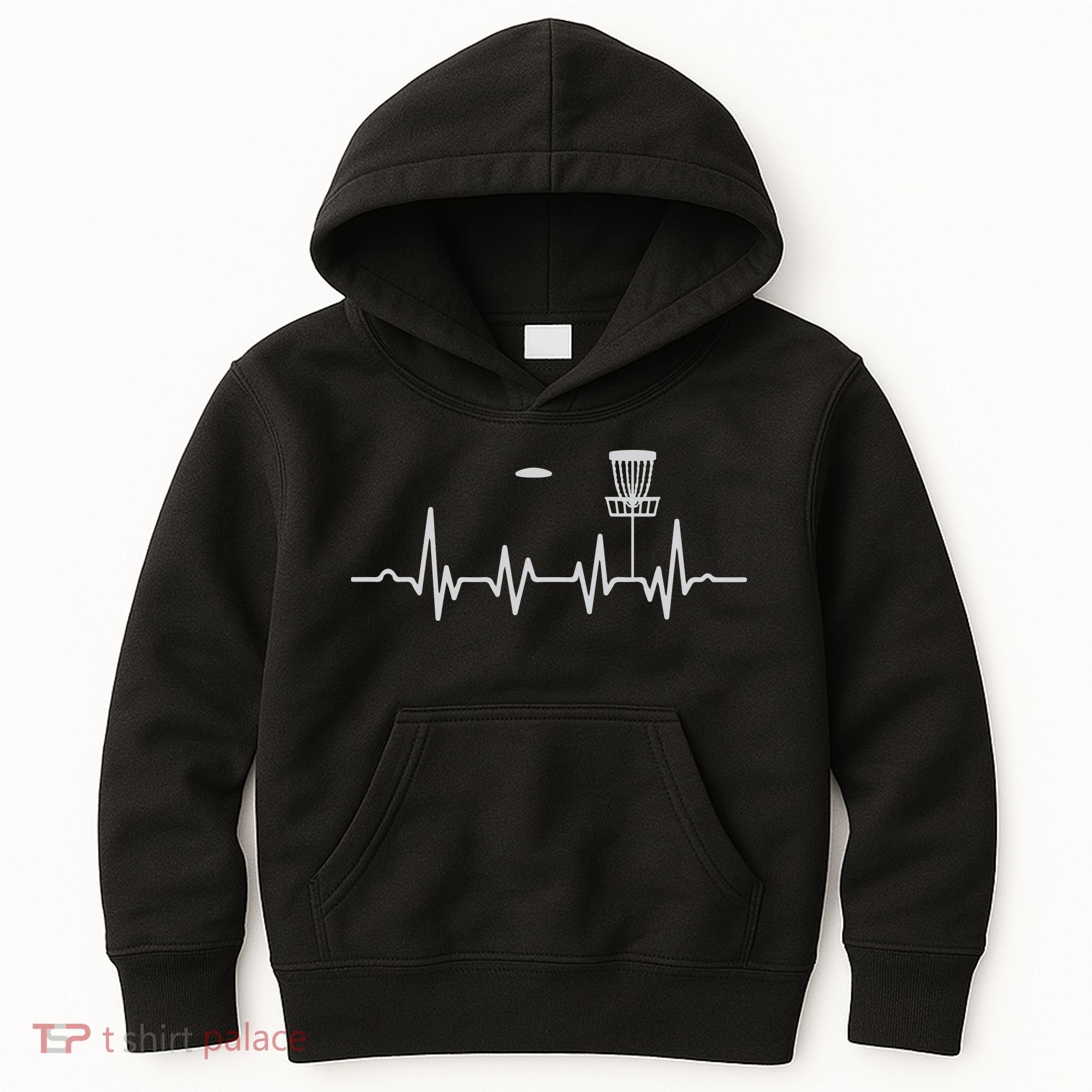 Cool Heartbeat Disc Golf Lovers With Flying Disc Golf Kids Hoodie