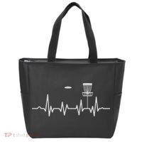 Cool Heartbeat Disc Golf Lovers With Flying Disc Golf Tote Bag thumb 0