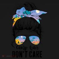 Camp Hair Don_t Care Womens Camper Camping Messy Bun Hair Coaster thumb 2