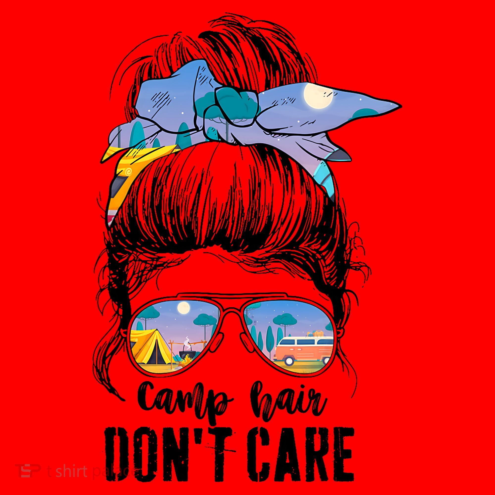 Camp Hair Don_t Care Womens Camper Camping Messy Bun Hair Santa Hat