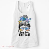 Camp Hair Don_t Care Womens Camper Camping Messy Bun Hair Women's Tank Top thumb 0