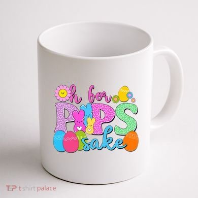 Cute Happy Easter Oh For Peeps Sake Marshmallow Bunnies Coffee Mug back