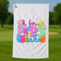 Cute Happy Easter Oh For Peeps Sake Marshmallow Bunnies Golf Towel thumb 1