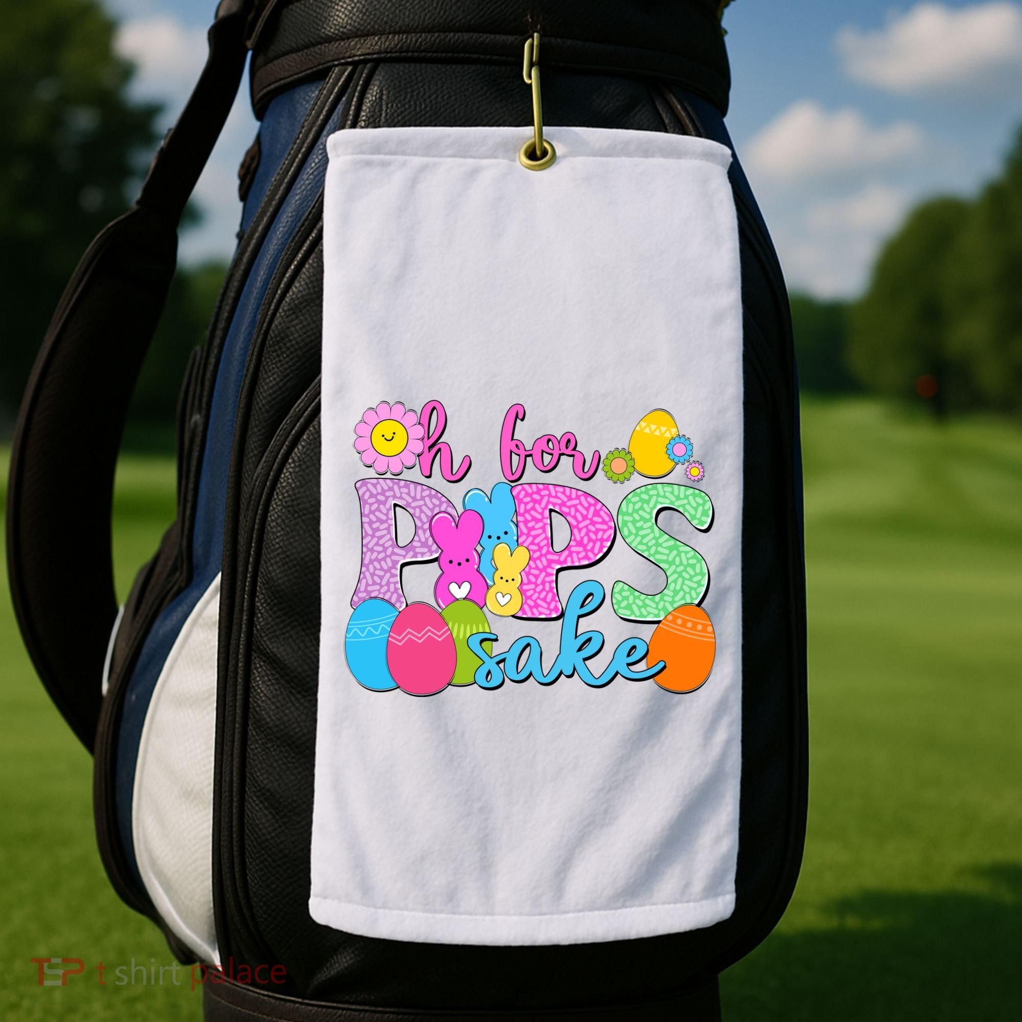 Cute Happy Easter Oh For Peeps Sake Marshmallow Bunnies Golf Towel