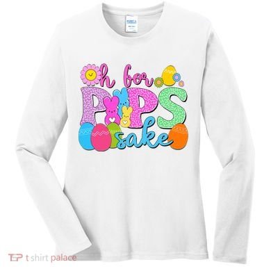 Cute Happy Easter Oh For Peeps Sake Marshmallow Bunnies Women's Long Sleeve Shirt