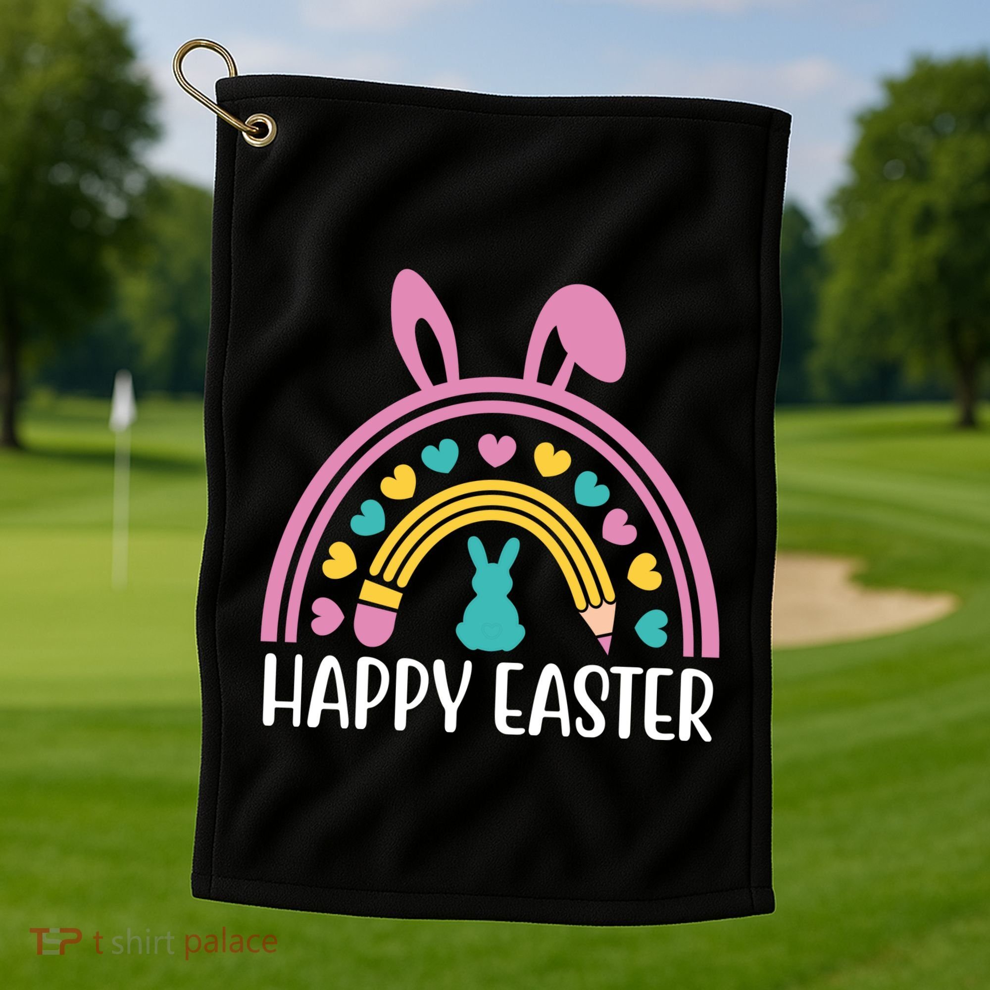 Cute Happy Easter School Teacher Student Bunny Golf Towel