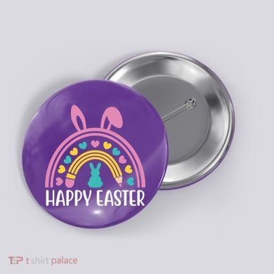 Cute Happy Easter School Teacher Student Bunny Button