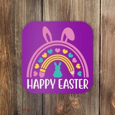 Cute Happy Easter School Teacher Student Bunny Coaster