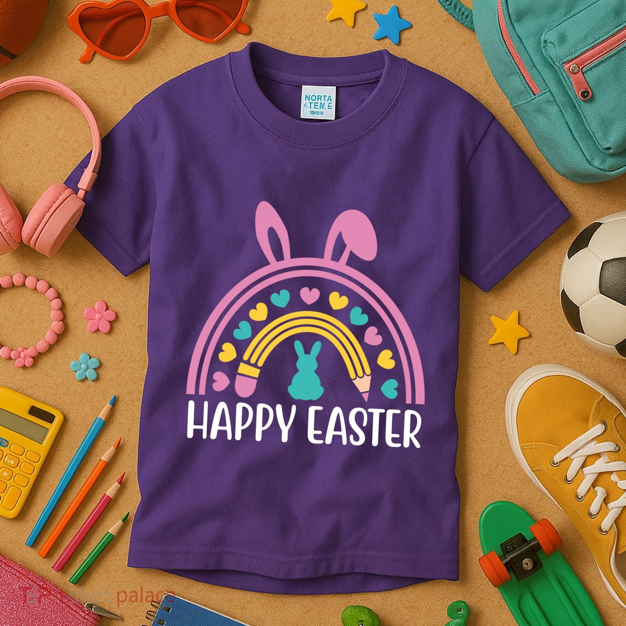 Cute Happy Easter School Teacher Student Bunny Kids T-Shirt