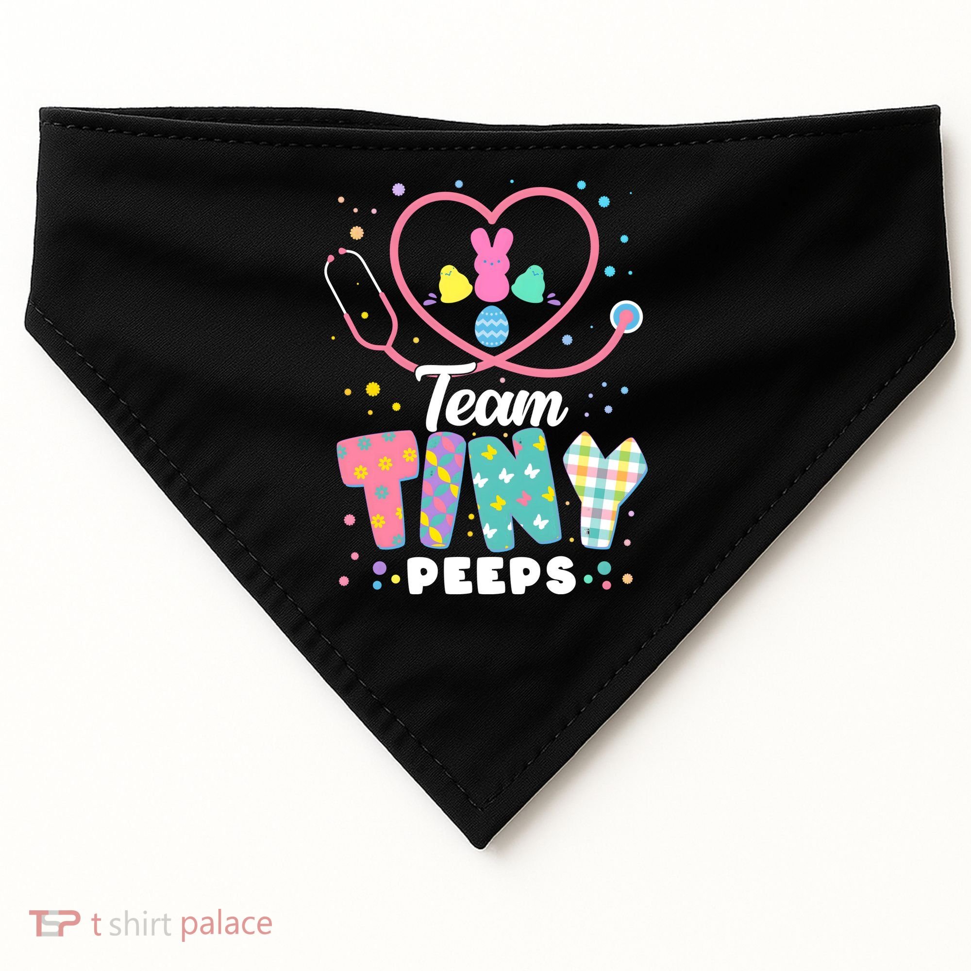 Cute Happy Easter Team Tiny Peeps Nurse Doctor Stethoscope USA-Made Doggie Bandana