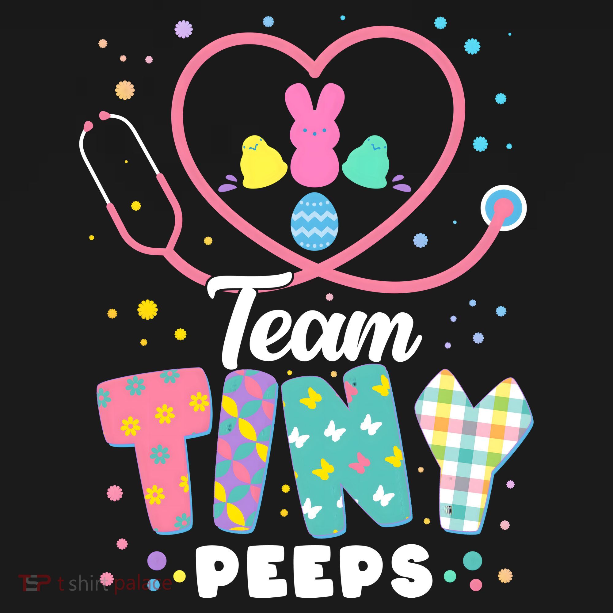Cute Happy Easter Team Tiny Peeps Nurse Doctor Stethoscope USA-Made Doggie Bandana