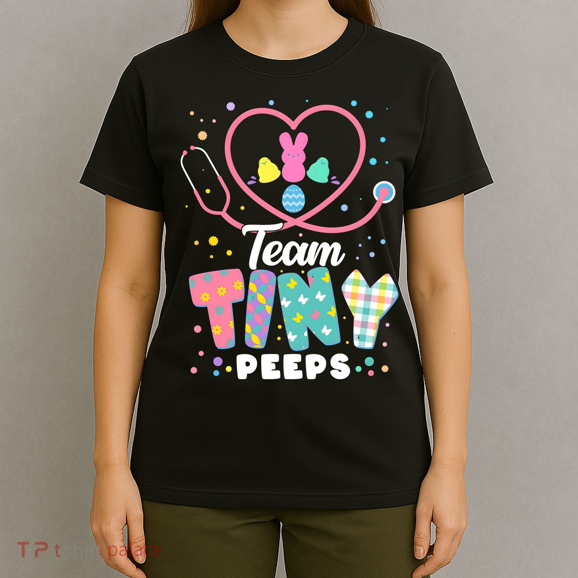 Cute Happy Easter Team Tiny Peeps Nurse Doctor Stethoscope T-Shirt