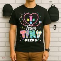 Cute Happy Easter Team Tiny Peeps Nurse Doctor Stethoscope T-Shirt thumb 6