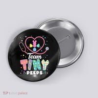 Cute Happy Easter Team Tiny Peeps Nurse Doctor Stethoscope Button thumb 0