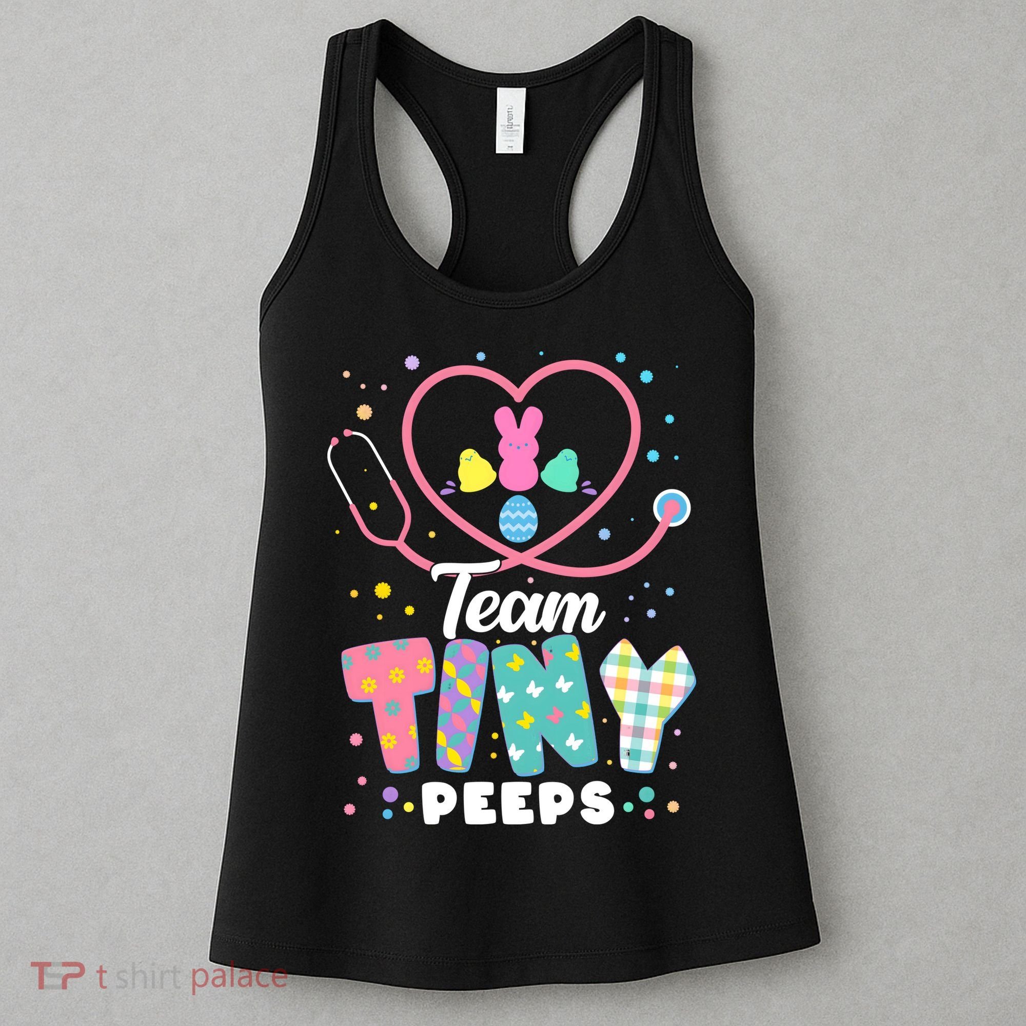 Cute Happy Easter Team Tiny Peeps Nurse Doctor Stethoscope Women's Tank Top