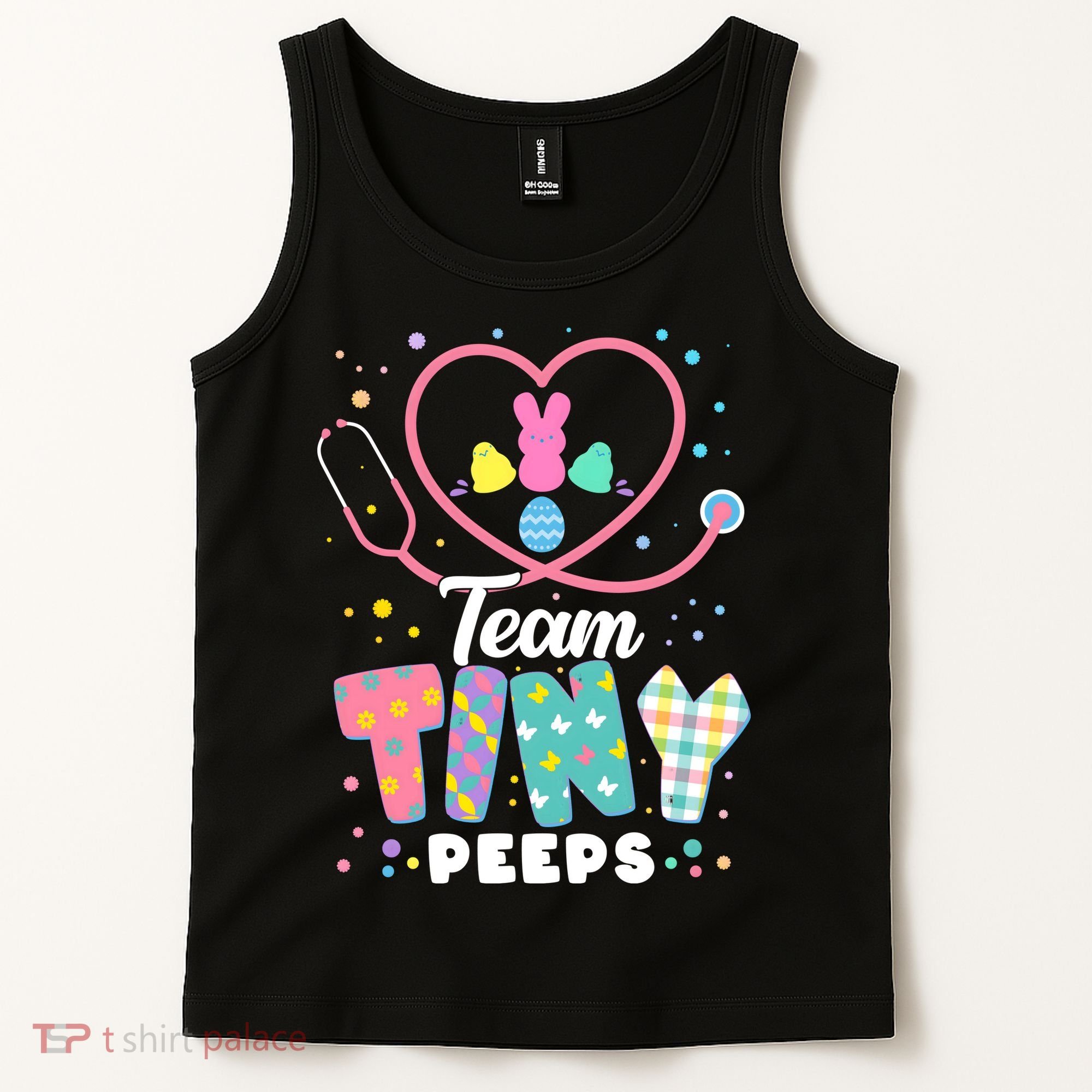 Cute Happy Easter Team Tiny Peeps Nurse Doctor Stethoscope Tank Top