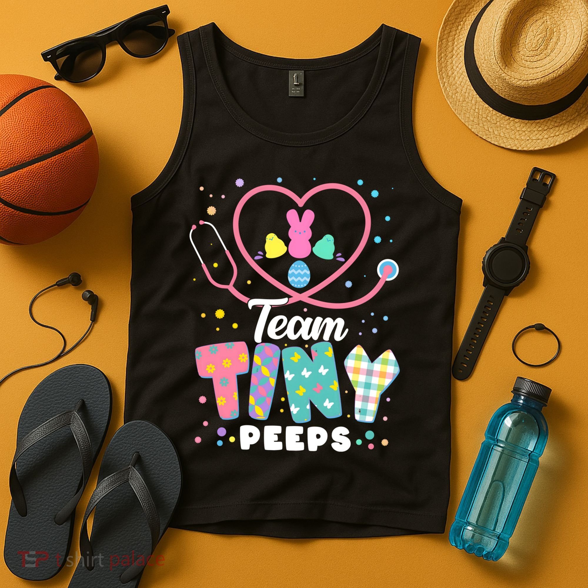 Cute Happy Easter Team Tiny Peeps Nurse Doctor Stethoscope Tank Top