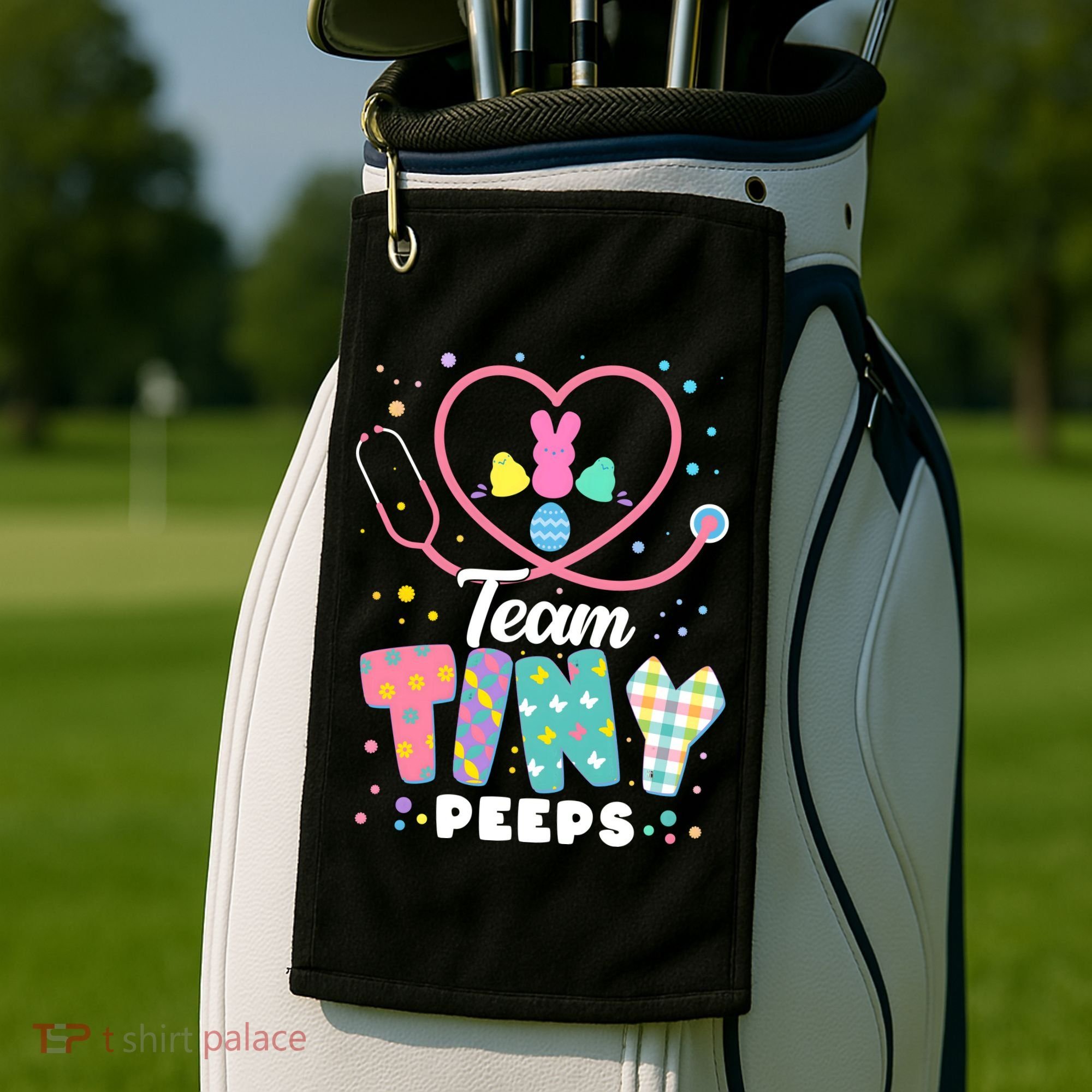 Cute Happy Easter Team Tiny Peeps Nurse Doctor Stethoscope Golf Towel