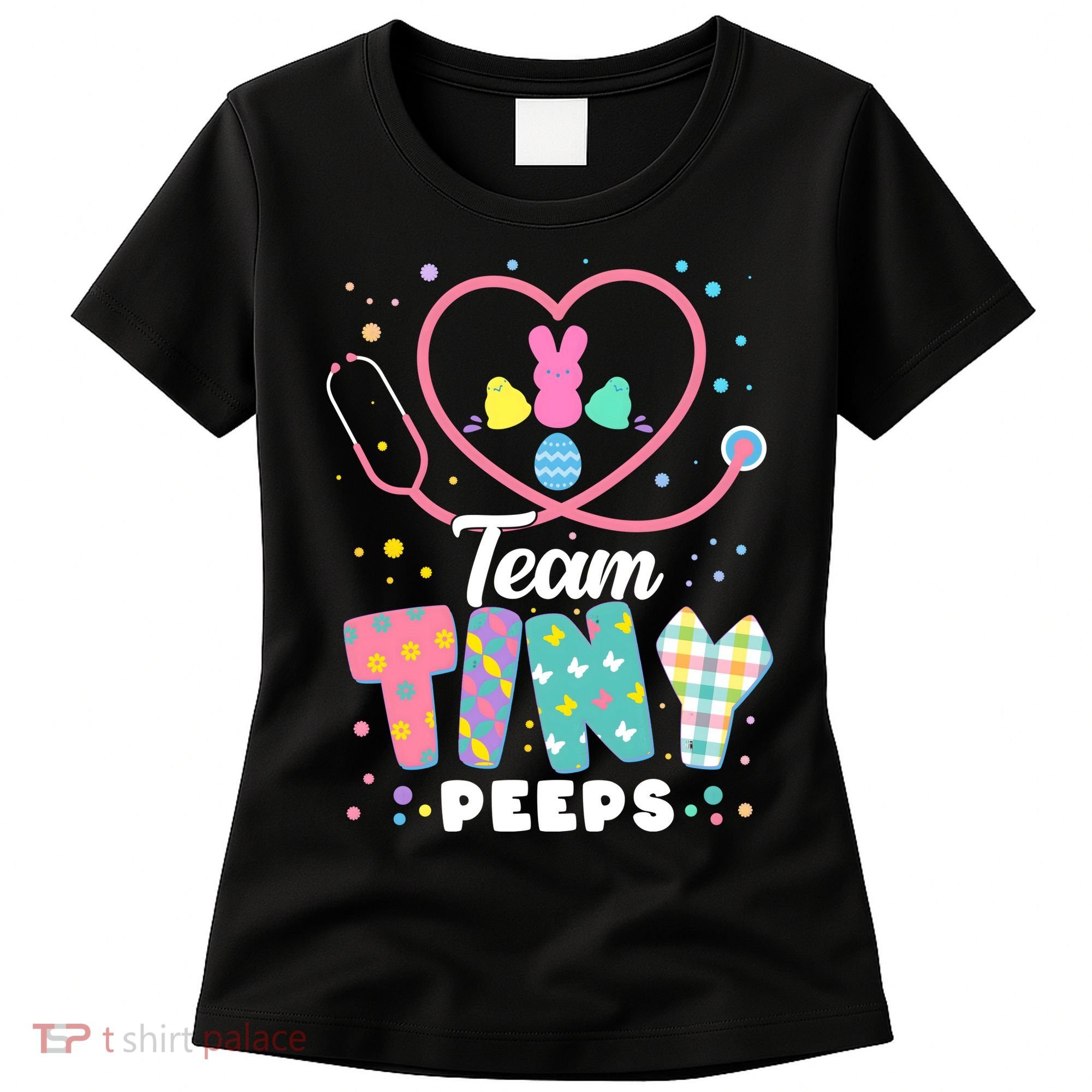 Cute Happy Easter Team Tiny Peeps Nurse Doctor Stethoscope Women's T-Shirt