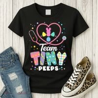 Cute Happy Easter Team Tiny Peeps Nurse Doctor Stethoscope Women's T-Shirt thumb 3
