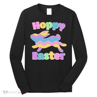 Cute Hoppy Easter Colorful Easter Bunny Long Sleeve Shirt