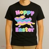 Cute Hoppy Easter Colorful Easter Bunny T-Shirt thumb 3