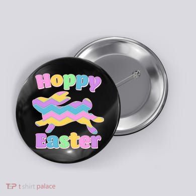 Cute Hoppy Easter Colorful Easter Bunny Button