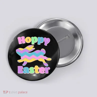 Cute Hoppy Easter Colorful Easter Bunny Button