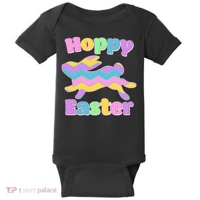Cute Hoppy Easter Colorful Easter Bunny Baby Bodysuit