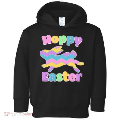 Cute Hoppy Easter Colorful Easter Bunny Toddler Hoodie