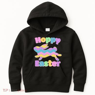 Cute Hoppy Easter Colorful Easter Bunny Kids Hoodie