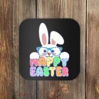 Cute Happy Easter Bunny Rabbit With Glasses Coaster thumb 0
