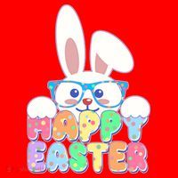Cute Happy Easter Bunny Rabbit With Glasses Santa Hat thumb 1