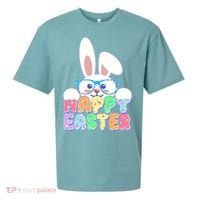 Cute Happy Easter Bunny Rabbit With Glasses Sueded Cloud Jersey T-Shirt thumb 0