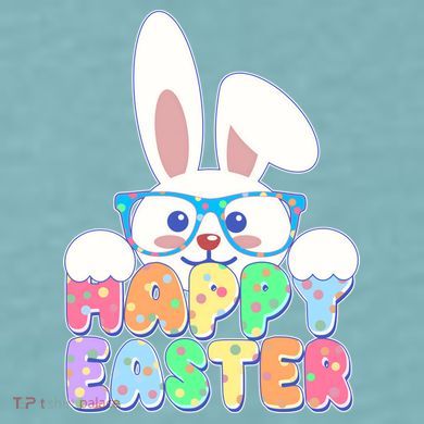 Cute Happy Easter Bunny Rabbit With Glasses Sueded Cloud Jersey T-Shirt