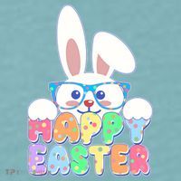 Cute Happy Easter Bunny Rabbit With Glasses Sueded Cloud Jersey T-Shirt thumb 2