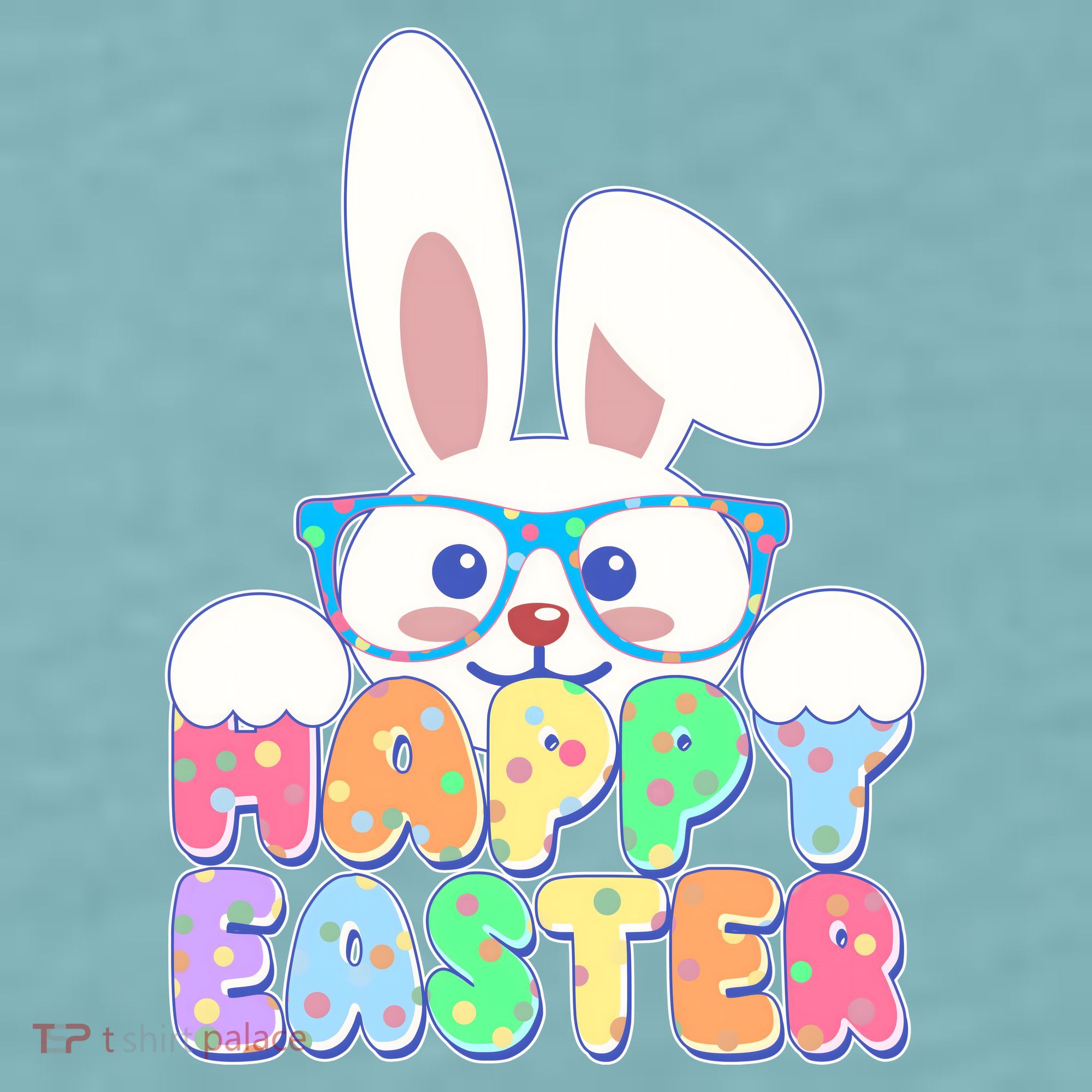 Cute Happy Easter Bunny Rabbit With Glasses Sueded Cloud Jersey T-Shirt